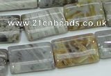 CAB87 15.5 inches 15*20mm rectangle silver needle agate gemstone beads