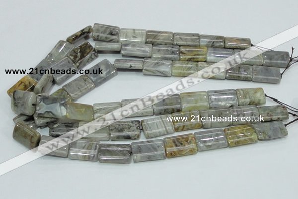 CAB87 15.5 inches 15*20mm rectangle silver needle agate gemstone beads