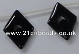 CAB870 22*40mm top-drilled rhombic black agate gemstone beads wholesale