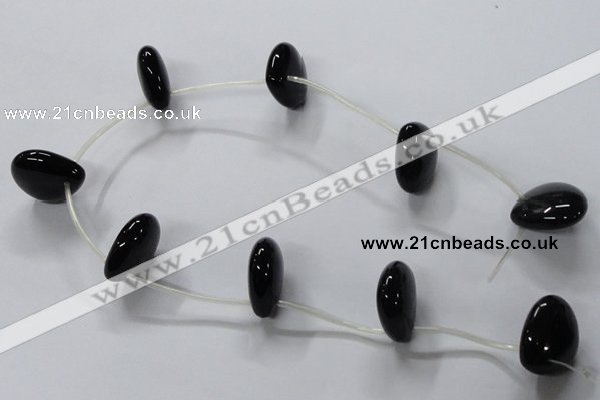 CAB872 22*22mm top-drilled teardrop black agate gemstone beads wholesale