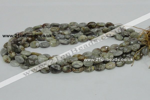 CAB89 15.5 inches 10*14mm oval silver needle agate gemstone beads