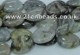 CAB90 15.5 inches 12*16mm oval silver needle agate gemstone beads