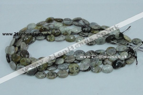 CAB90 15.5 inches 12*16mm oval silver needle agate gemstone beads