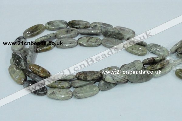 CAB91 15.5 inches 15*30mm oval silver needle agate gemstone beads