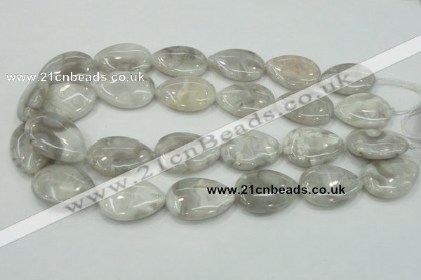 CAB910 15.5 inches 22*30mm flat teardrop natural crazy agate beads