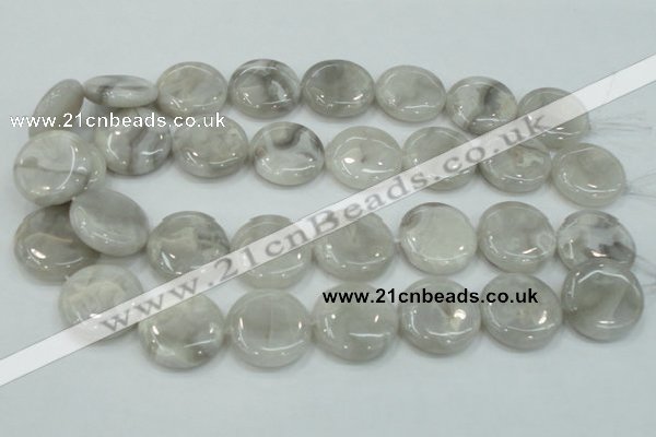 CAB917 15.5 inches 25mm flat round natural crazy agate beads wholesale