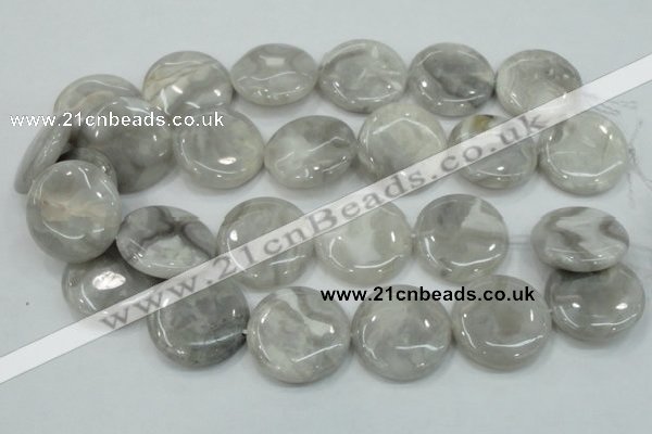 CAB918 15.5 inches 30mm flat round natural crazy agate beads wholesale