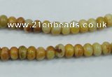 CAB932 15.5 inches 4*6mm rondelle yellow crazy lace agate beads