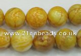 CAB936 15.5 inches 14mm round yellow crazy lace agate beads wholesale