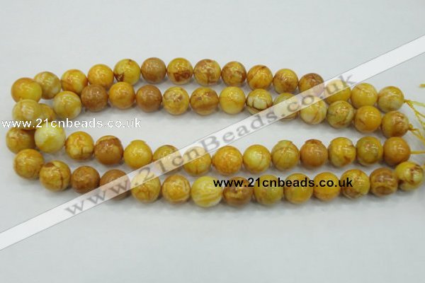 CAB936 15.5 inches 14mm round yellow crazy lace agate beads wholesale