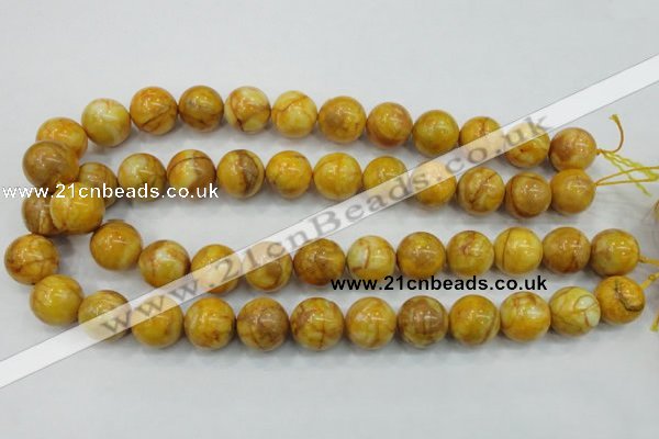 CAB937 15.5 inches 16mm round yellow crazy lace agate beads wholesale