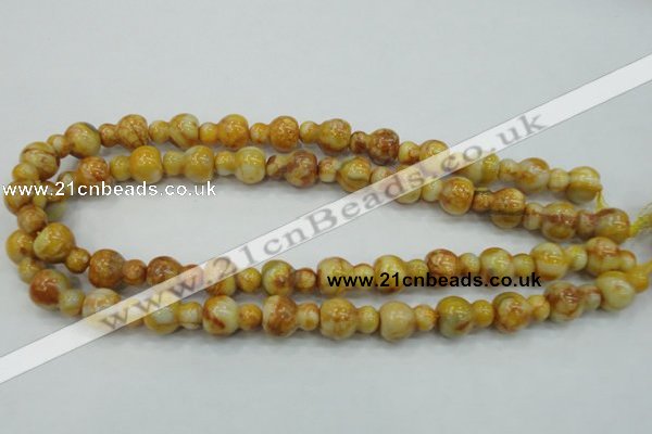 CAB938 15.5 inches 13*18mm calabash yellow crazy lace agate beads