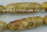 CAB939 15.5 inches 13*40mm rice yellow crazy lace agate beads wholesale