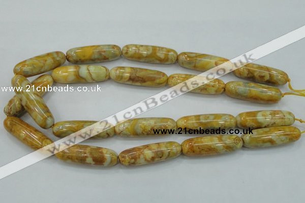 CAB939 15.5 inches 13*40mm rice yellow crazy lace agate beads wholesale