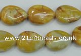 CAB940 15.5 inches 13*18mm flat teardrop yellow crazy lace agate beads