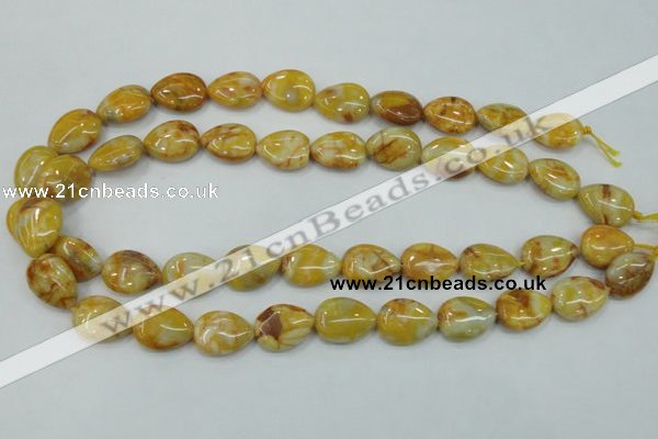 CAB940 15.5 inches 13*18mm flat teardrop yellow crazy lace agate beads