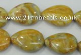 CAB941 15.5 inches 18*25mm flat teardrop yellow crazy lace agate beads