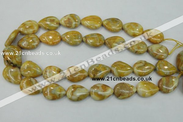 CAB941 15.5 inches 18*25mm flat teardrop yellow crazy lace agate beads