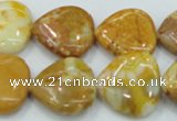 CAB942 15.5 inches 20*20mm heart yellow crazy lace agate beads