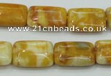 CAB943 15.5 inches 13*18mm rectangle yellow crazy lace agate beads