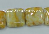 CAB947 15.5 inches 20*20mm square yellow crazy lace agate beads