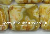 CAB948 15.5 inches 30*30mm square yellow crazy lace agate beads