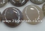 CAB956 15.5 inches 25mm flat round ocean agate gemstone beads