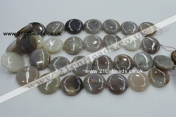 CAB956 15.5 inches 25mm flat round ocean agate gemstone beads