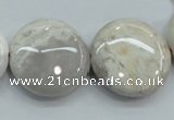 CAB964 15.5 inches 25mm flat round ocean agate gemstone beads