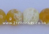 CAB968 15.5 inches 10mm faceted round fire crackle agate beads