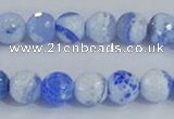 CAB973 15.5 inches 8mm faceted round fire crackle agate beads