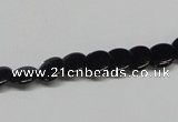 CAB980 15.5 inches 8mm flat round black agate gemstone beads wholesale