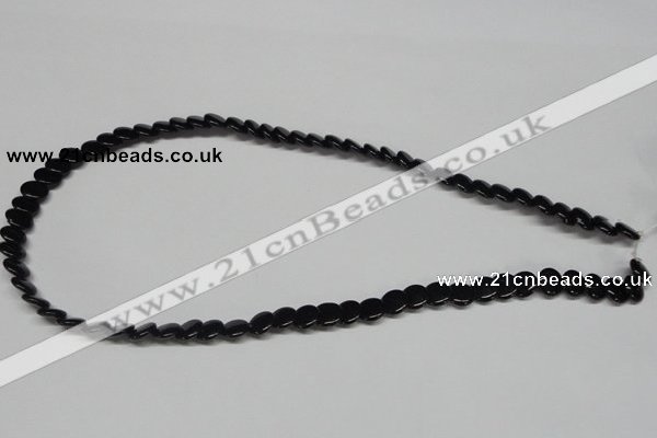 CAB980 15.5 inches 8mm flat round black agate gemstone beads wholesale