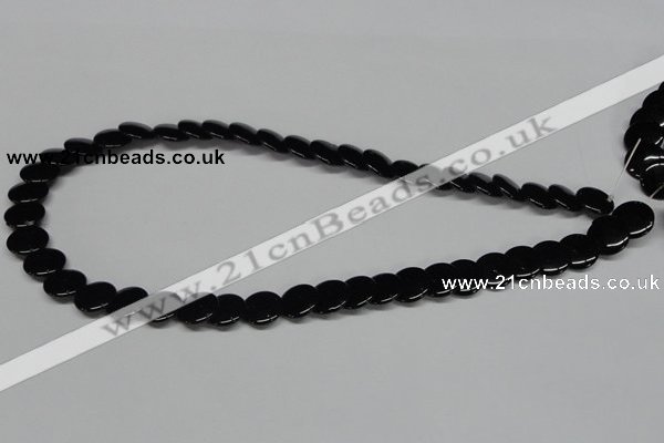 CAB981 15.5 inches 12mm flat round black agate gemstone beads wholesale