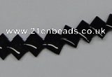 CAB983 15.5 inches 8*8mm rhombic black agate gemstone beads wholesale