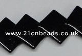 CAB985 15.5 inches 18*18mm rhombic black agate gemstone beads wholesale