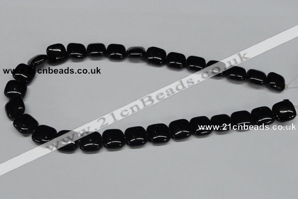 CAB986 15.5 inches 14*14mm square black agate gemstone beads wholesale