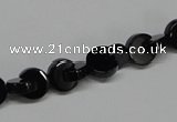 CAB992 15.5 inches 8*8mm curved moon black agate gemstone beads