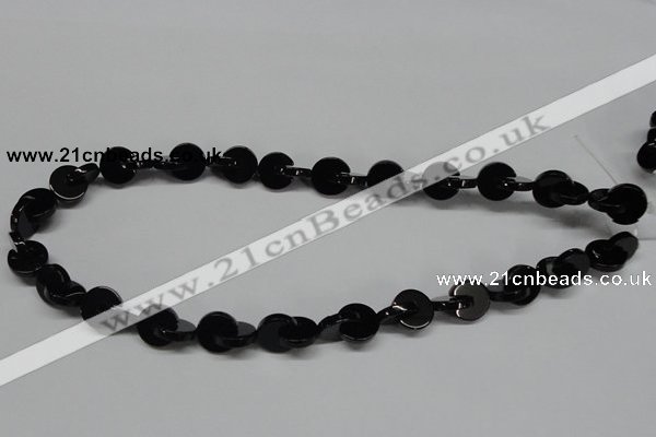 CAB993 15.5 inches 10*10mm curved moon black agate gemstone beads