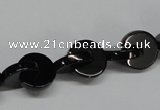 CAB994 15.5 inches 12*12mm curved moon black agate gemstone beads