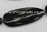 CAE72 15.5 inches 18*44mm flat teardrop astrophyllite beads wholesale