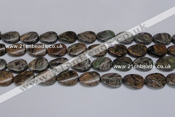 CAF138 15.5 inches 15*20mm twisted oval Africa stone beads