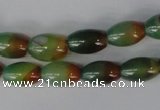 CAG1007 15.5 inches 8*12mm rice rainbow agate beads wholesale