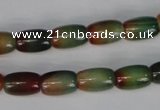 CAG1010 15.5 inches 8*12mm drum rainbow agate beads wholesale