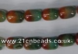 CAG1012 15.5 inches 8*12mm drum rainbow agate beads wholesale