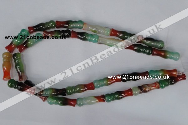 CAG1018 15.5 inches 10*30mm bone rainbow agate beads