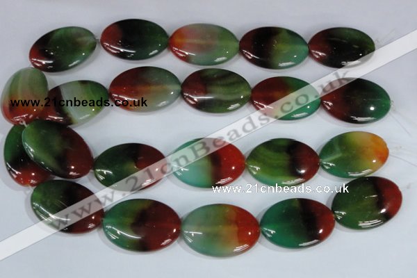 CAG1026 15.5 inches 25*35mm oval rainbow agate beads