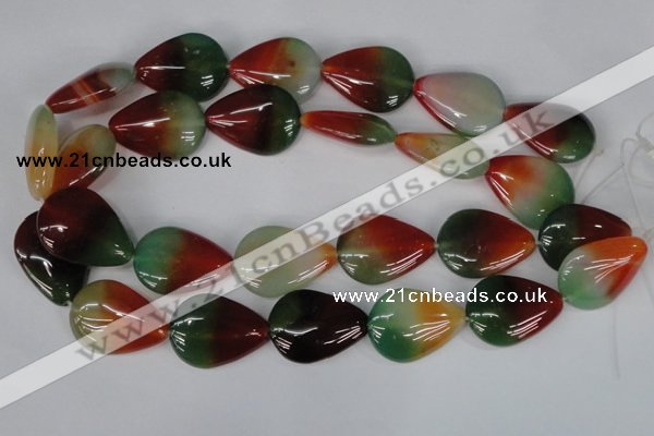 CAG1030 15.5 inches 22*30mm flat teardrop rainbow agate beads