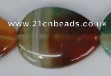 CAG1035 15.5 inches 30*40mm flat teardrop rainbow agate beads