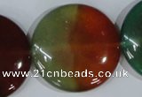 CAG1040 15.5 inches 35mm flat round rainbow agate beads